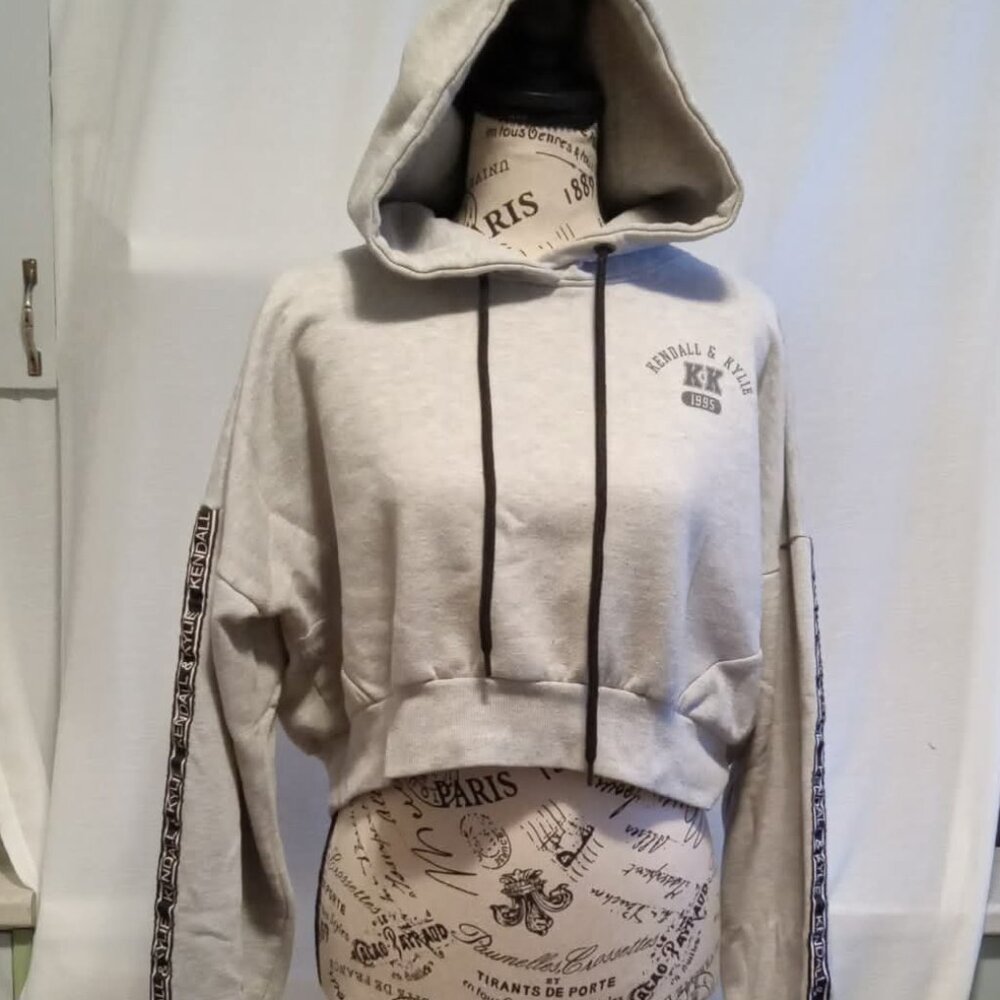 Kendall & Kylie Cropped Grey Hoodie